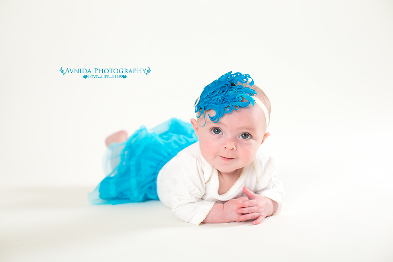 Juliette matching blue and white in Bridgewater NJ baby photographer