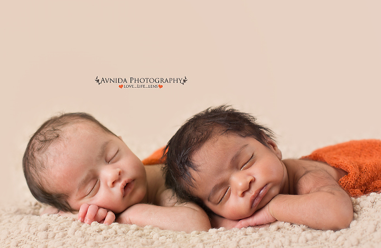 Brothers sleeping together in this bridgewater nj twins newborn photography session
