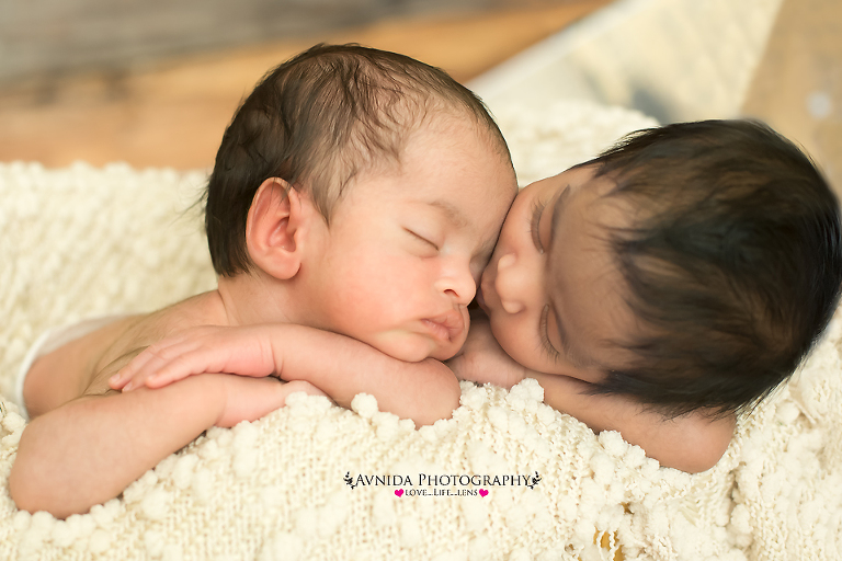 Love for each other in this bridgewater nj twins newborn photography session