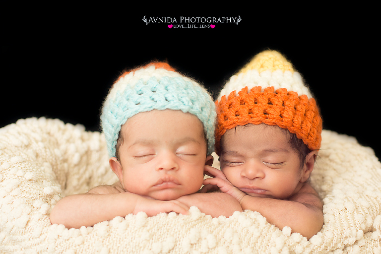 Cutest candy corn in this bridgewater nj twins newborn photography session