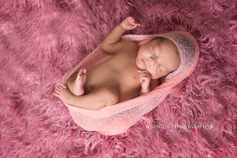 Newborn photography - baby in pink