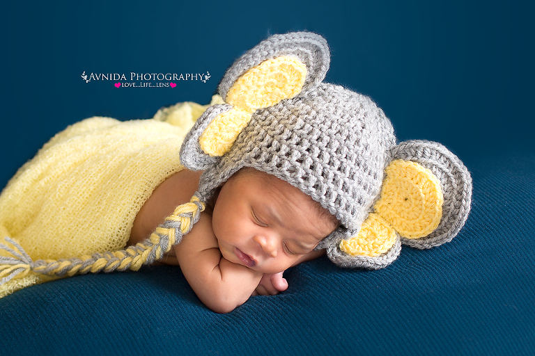 yellow eared cute elephant for his Newborn Photography Bridgewater NJ session
