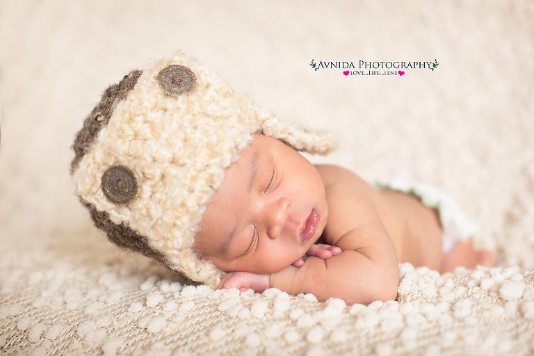 Evan in a cute cap for his Newborn Photography Bridgewater NJ session