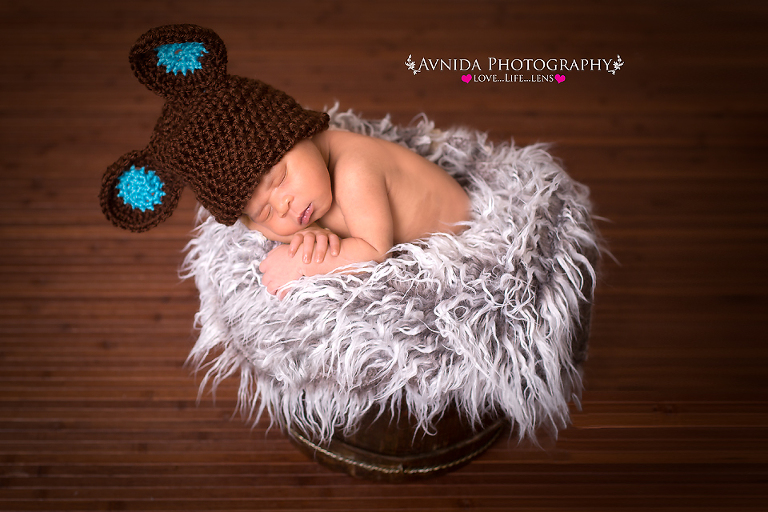 Baby Bear Sleeping Tight for his Newborn Photography Bridgewater NJ session