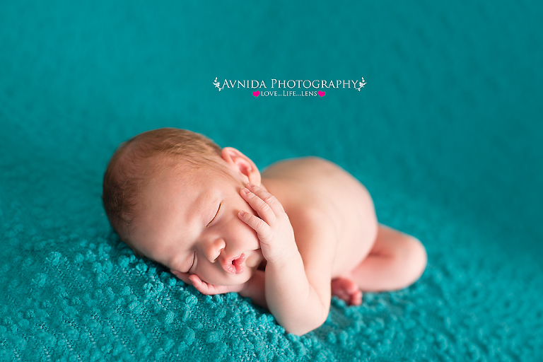 Beautiful in green for his Newborn Baby Photography Basking Ridge NJ session