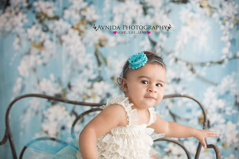 baby photography dover nj  one year session ivory petti romper beautiful white flowers