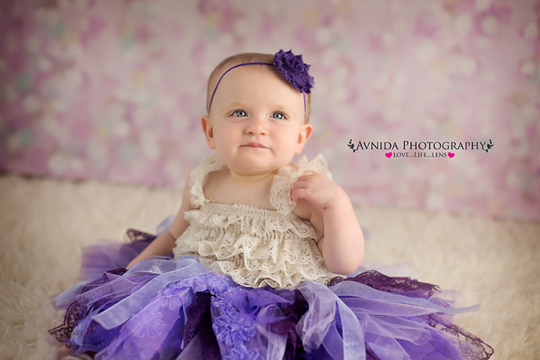 Annika baby with lavender tutu for her Baby Photography Northern NJ