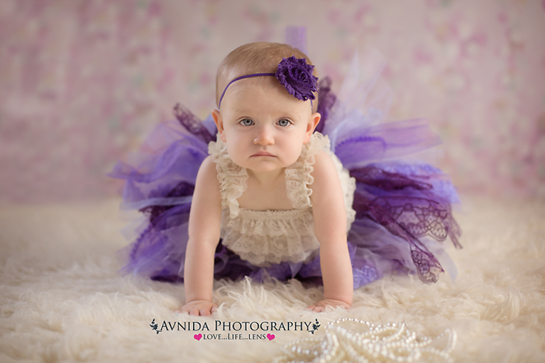 Baby in purple background for her Baby Photography Northern NJ