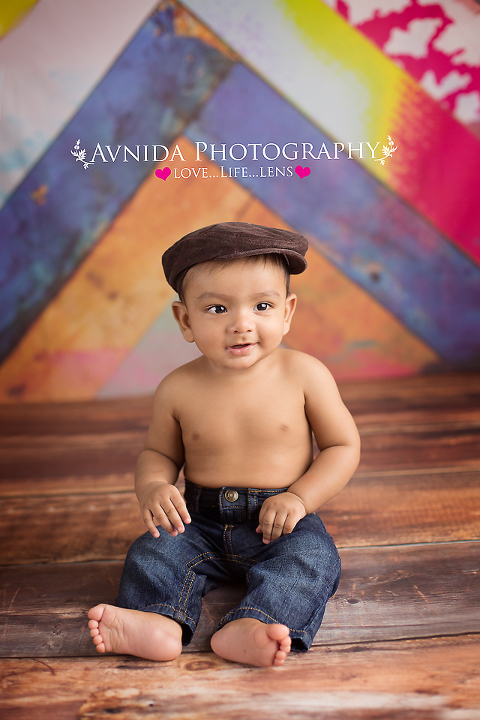 DFW Baby Photography of Yash smiling baby wearing hat