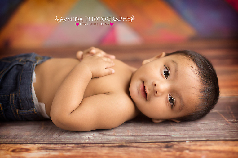 Baby Photographer Montgomery NJ of Yash with lying pose