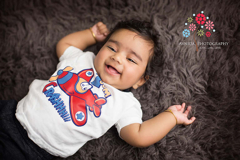 eshaan giving a beautiful smile for his millburn baby photography new jersey session