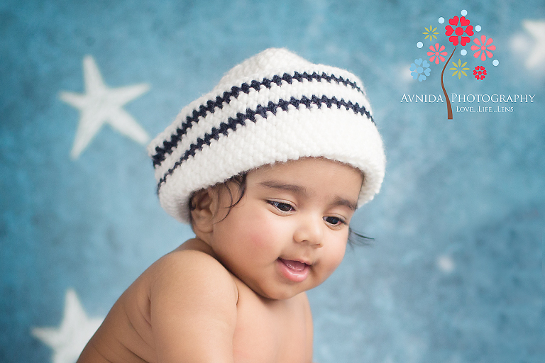 eshaan in sailor cap for his millburn baby photography new jersey session