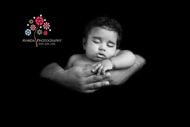 eshaan sleeping, black and white, for his millburn baby photography new jersey session