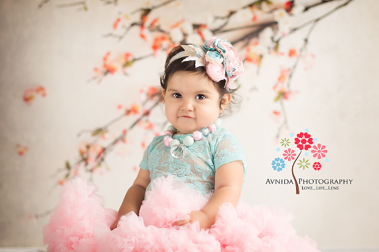 daniella and her cute cheeks in cake smash photography new jersey