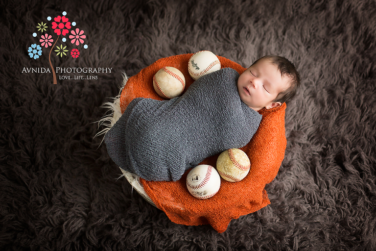 John with baseball  by Warren Newborn Photographer New Jersey