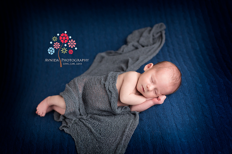 beautiful blue and grey combo by Princeton Newborn Photographer New Jersey