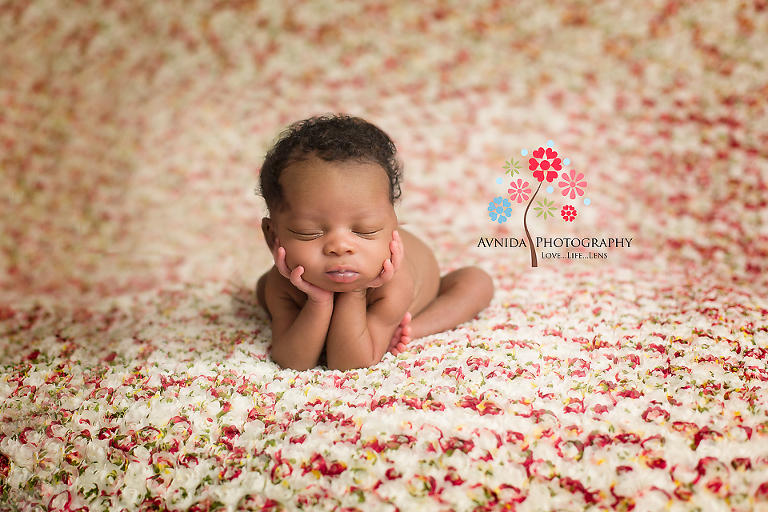 Awwww...hands on chin for a lovely shot for her Newborn Photography Princeton NJ