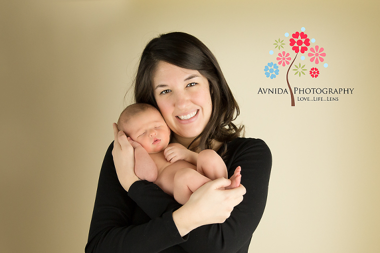 Newborn mom and baby pose with the Newborn Photographer NJ