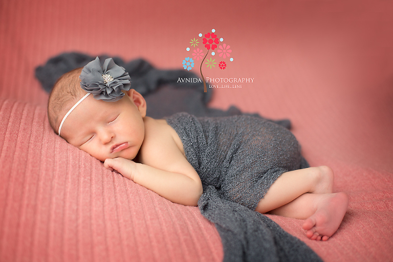 Dallas Newborn baby in pink and grey 