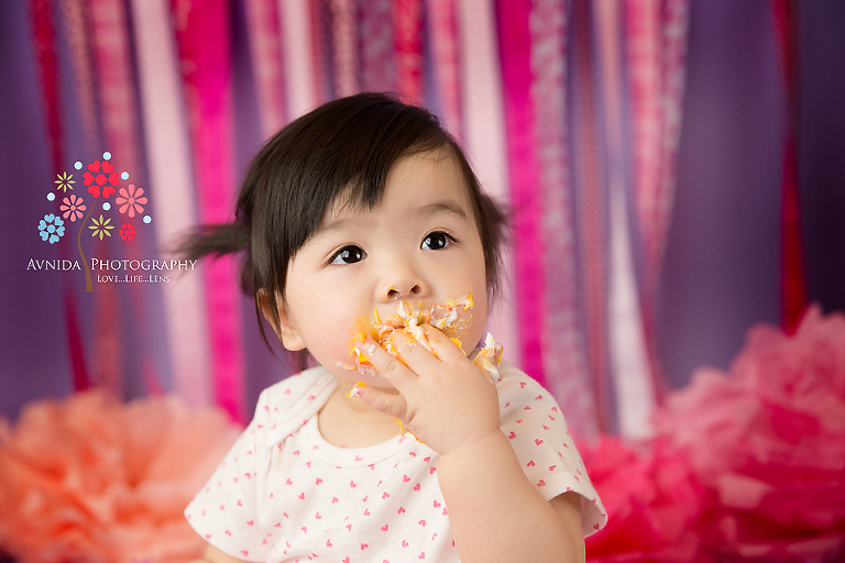 yummy cake in this Cake Smash Photos Paramus New Jersey session
