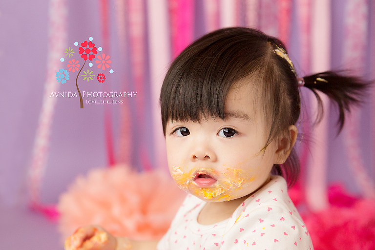 you can take your cake smash photos but i'm not stopping eating  in this Cake Smash Photos Paramus New Jersey session