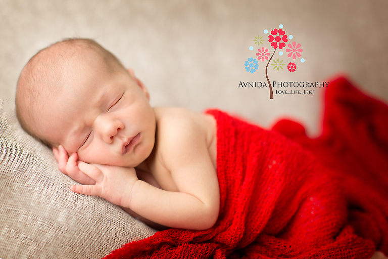 Bridgewater Baby Basking Ridge Newborn Photographer NJ  handsome in red