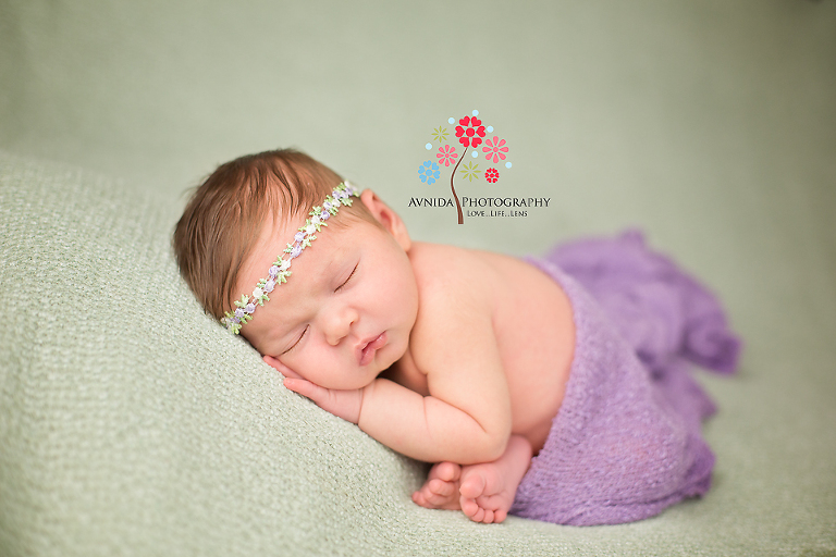 newborn photography morristown nj cute green and purple combination