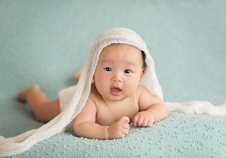 Gorgeous little girl at her 3 month session