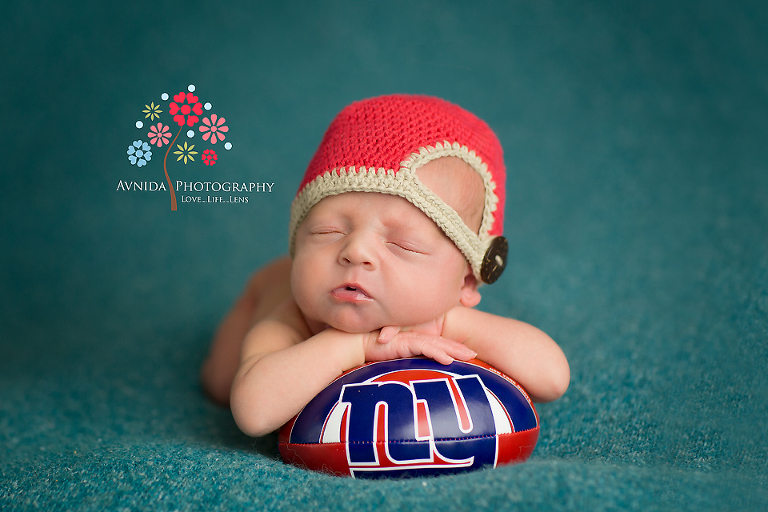 Newborn Photography Bedminster Township NJ - with the Giants football