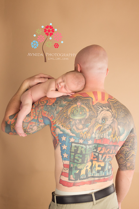 Basking Ridge Bernards NJ newborn photographer, baby with his strong dad