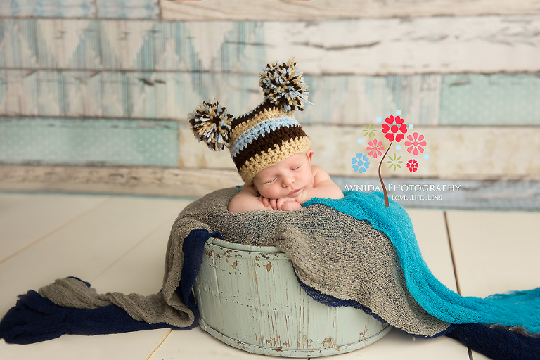 Newborn Photography Hoboken NJ in pompom cap