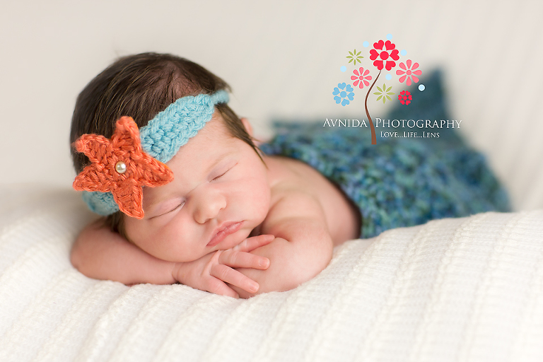 Mermaid ready for her Short Hills NJ Newborn Photography session