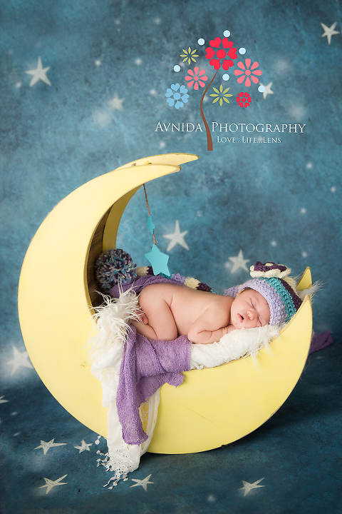 Sleeping on the moon during her Short Hills NJ Newborn Photography session