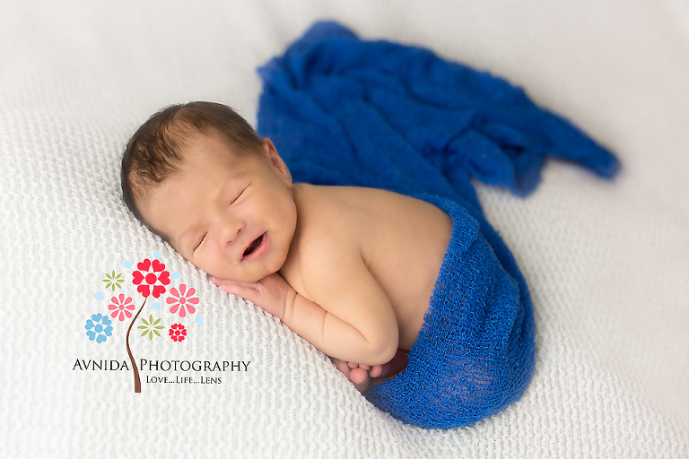 Newborn Photography Millburn NJ; handsome in blue