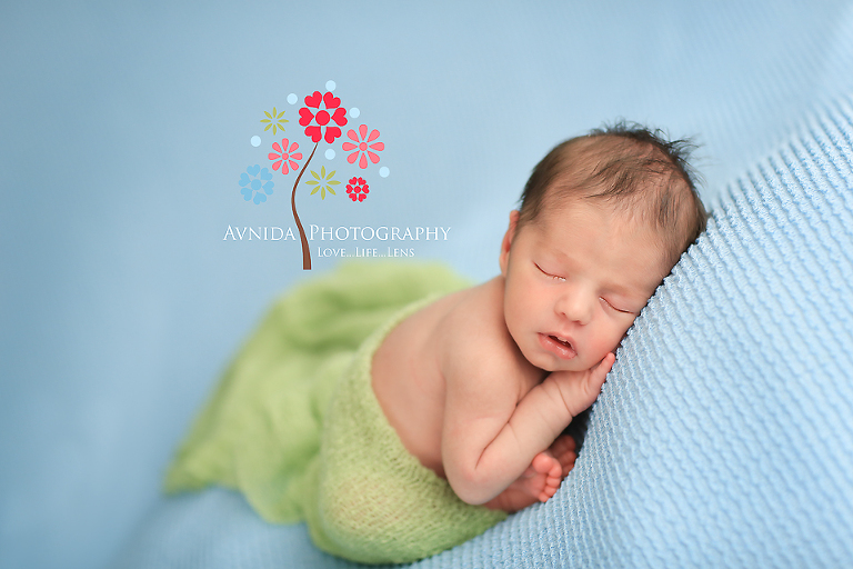 Twins Newborn Photography Gillette NJ - blissful in green and blue