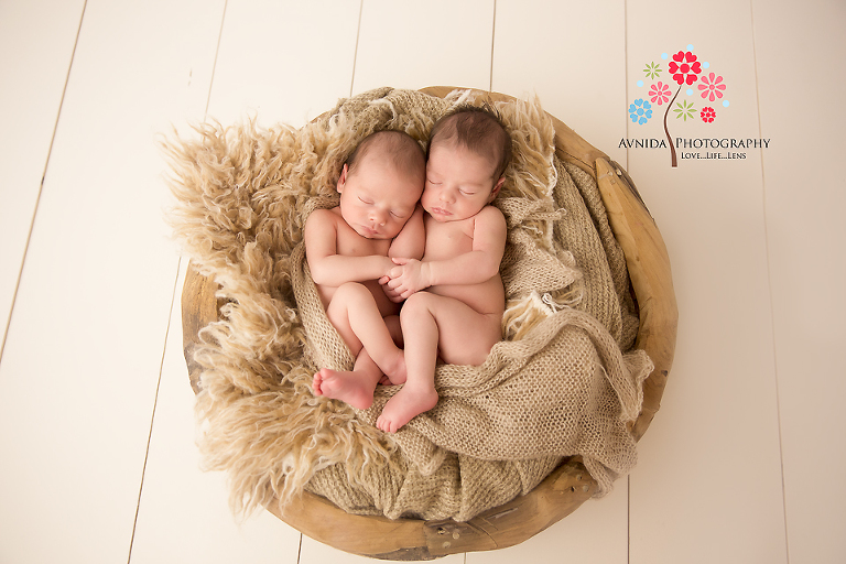 Twins Newborn Photography Gillette NJ - hugging each other