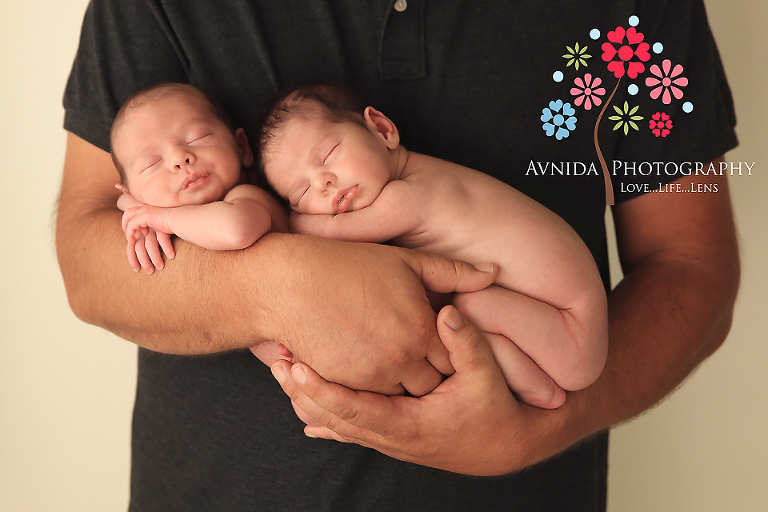 Twins Newborn Photography Gillette NJ - in daddy's arms