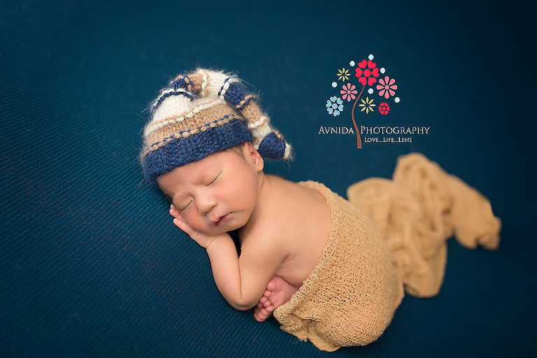 Newborn Photography West Orange NJ - in the blue and brown cap