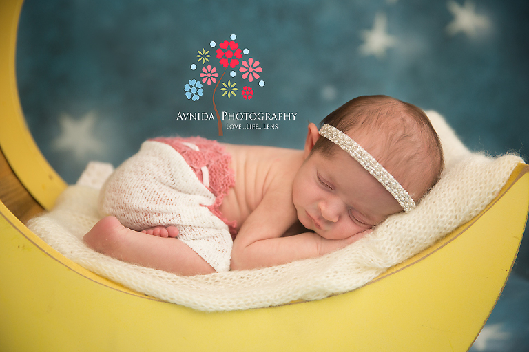 Baby Nora on the moon - Belleville NJ newborn photographer