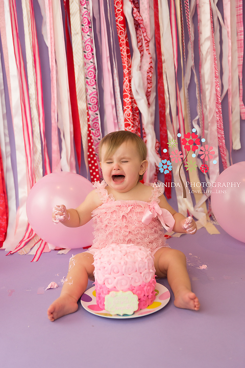 Samantha crying - Metuchen NJ cake smash photographer