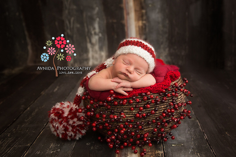Newborn Photography Far Hills NJ - looking good in red and brown