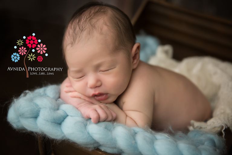 Boonton Newborn Photography Montville NJ - What a handsome little boy -such a calm pose that I have to share the closeup