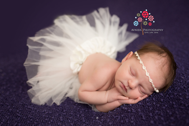 Newborn Photos Basking Ridge NJ - Moms request and my favorite - Rhinestone Tiara and white infant tutu