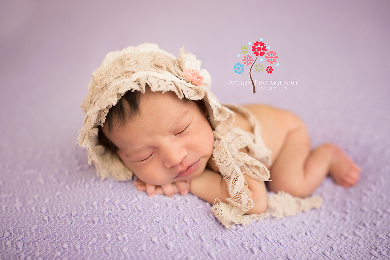 Newborn Photography Central NJ: Maya in another shabby chic style pose.