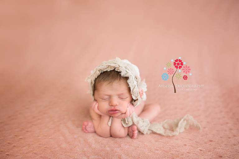 Newborn Photography NJ Bergen County: Mya being very calm during her newborn photo shoot