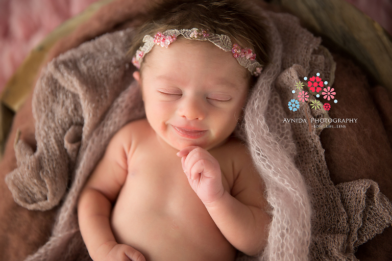 What a cute smiling expression from Mya during her Newborn Photography NJ Bergen County session