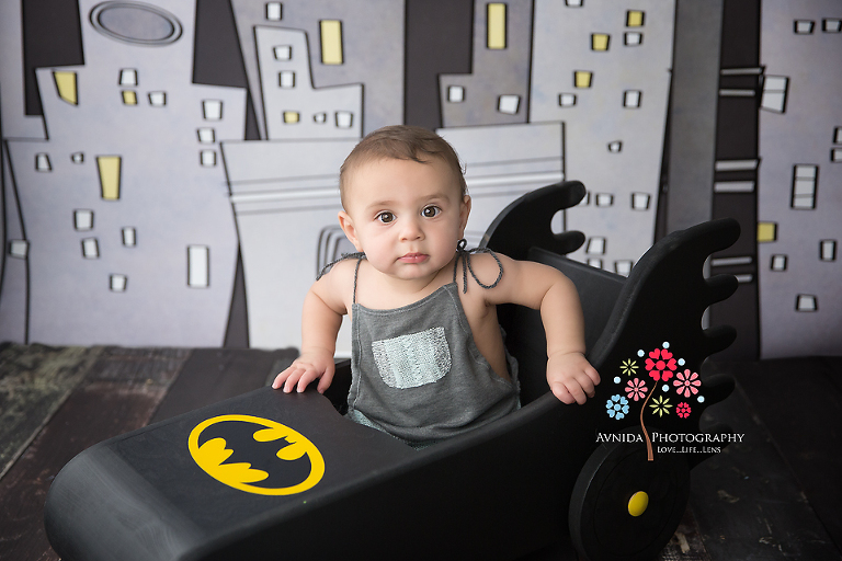 Northern NJ Baby Photographer - you think a baby would at least sit still in his batmobile - not Sebastian though