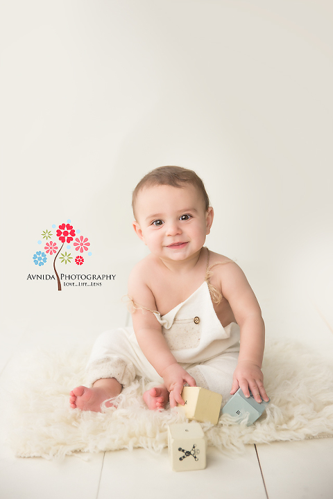 West Orange NJ Newborn Photographer - Baby Sebastian gives the perfect smile as he poses for his photoshoot
