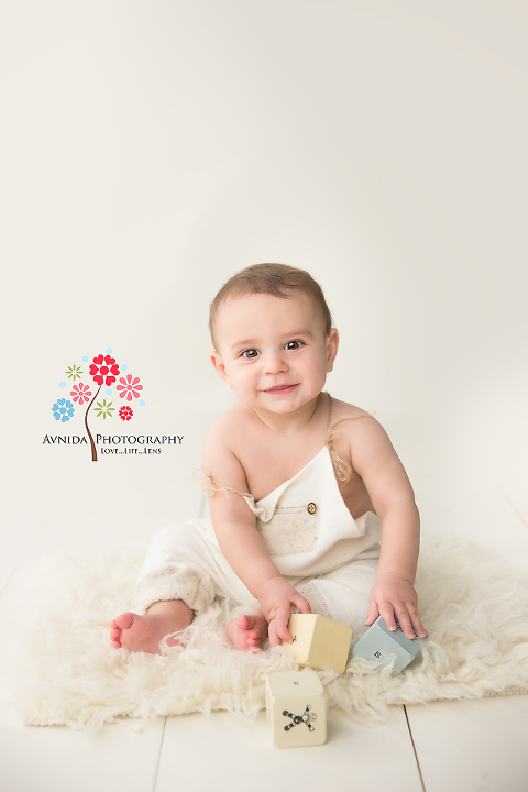 West Orange NJ Newborn Photographer - Baby Sebastian gives the perfect smile as he poses for his photoshoot