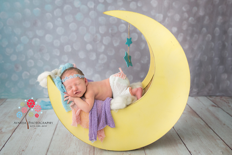 West Orange NJ newborn photographer- Of course she is going to rest a bit more now that she has reached the moon - it could not have been an easy or short journey - For the best newborn photography in New Jersey